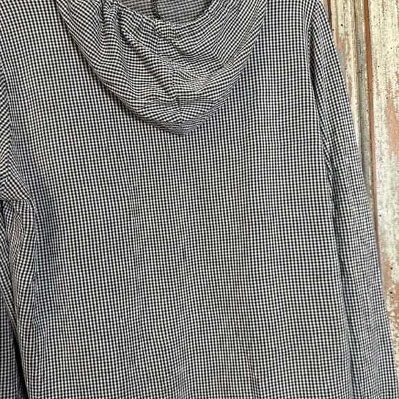 Women’s Weatherproof Vintage Hoodie Blouse Size L Black And White Checked - Picture 11 of 13